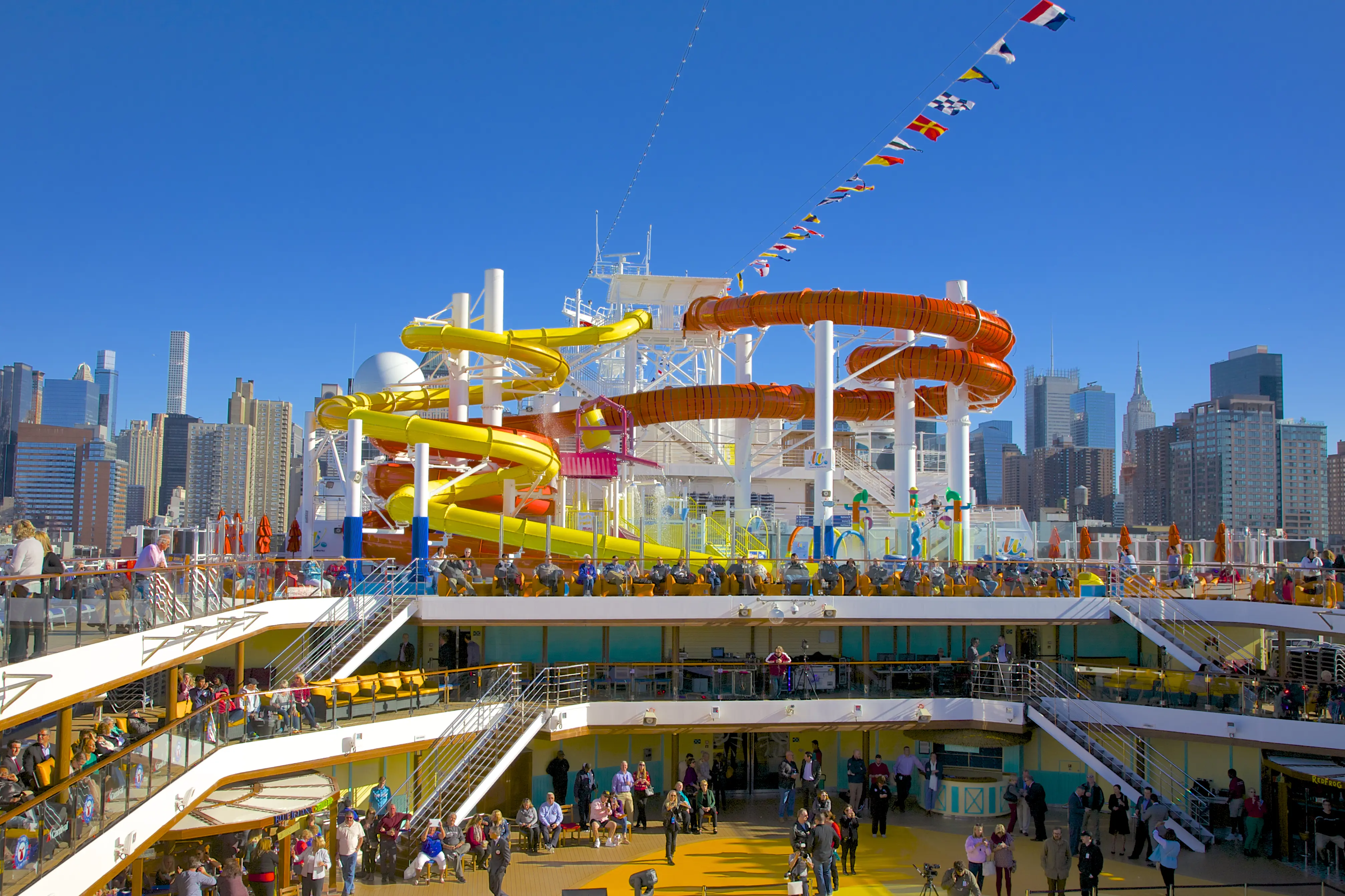 Image of various waterslides on the Carnival Cruise Line's Carnival Vista ship.