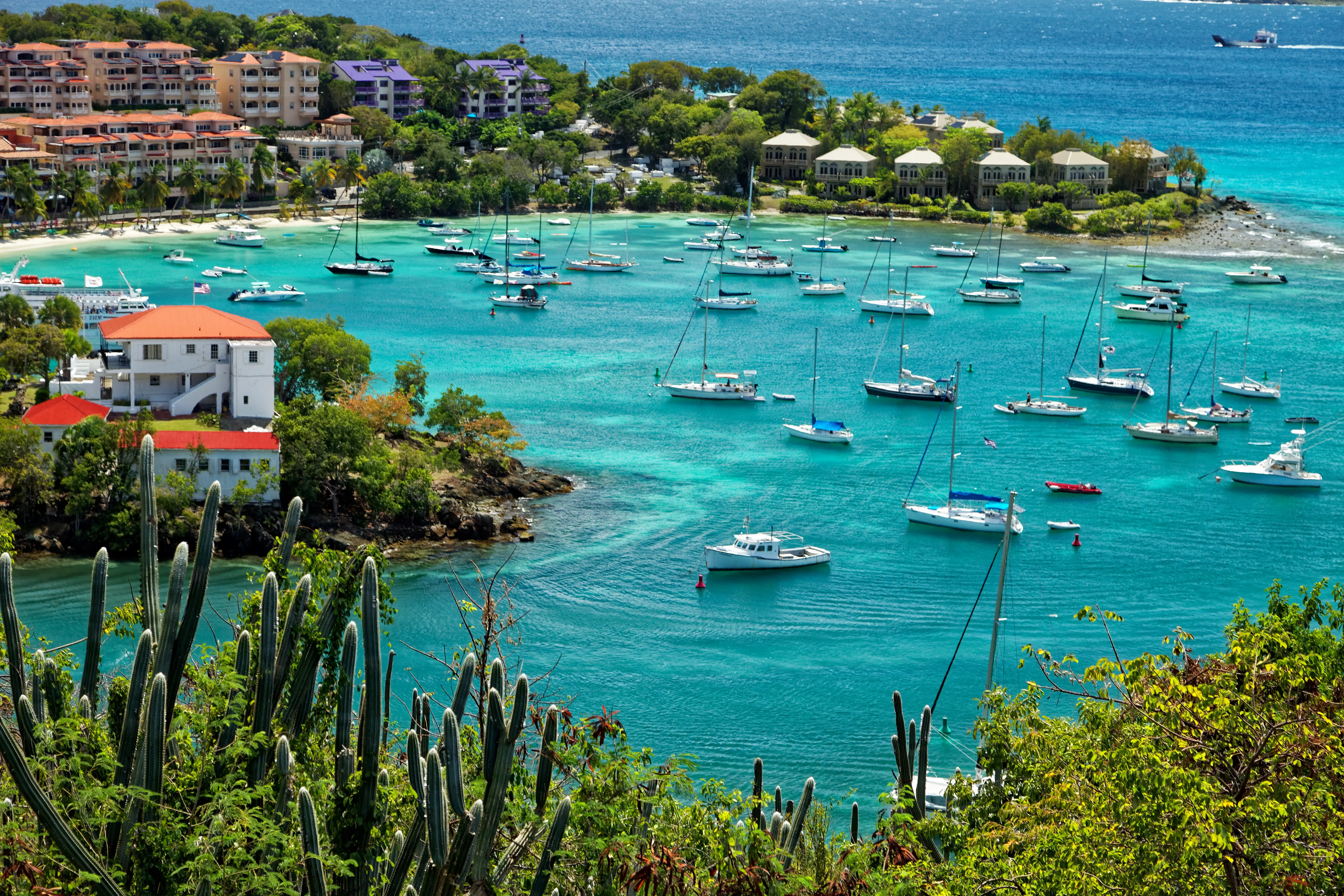 Image of Cruz Bay in St John, US Virgin Island.