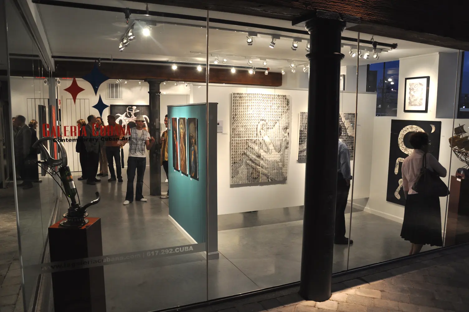Image of visitors at the Galeria Cubana for SoWa First Friday.