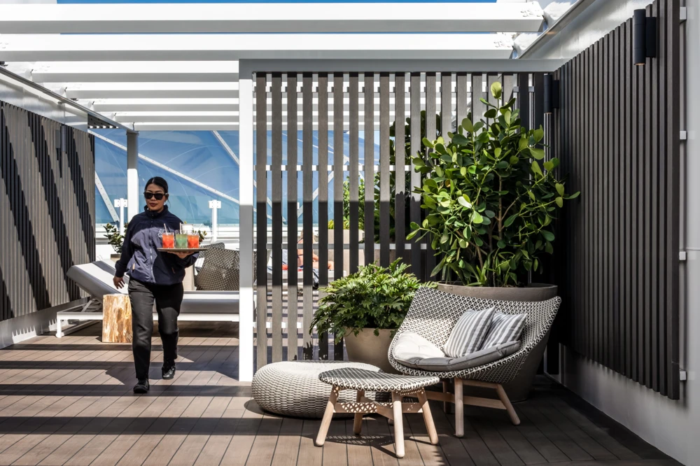 Exterior sundeck on the Celebrity Edge cruise ship.