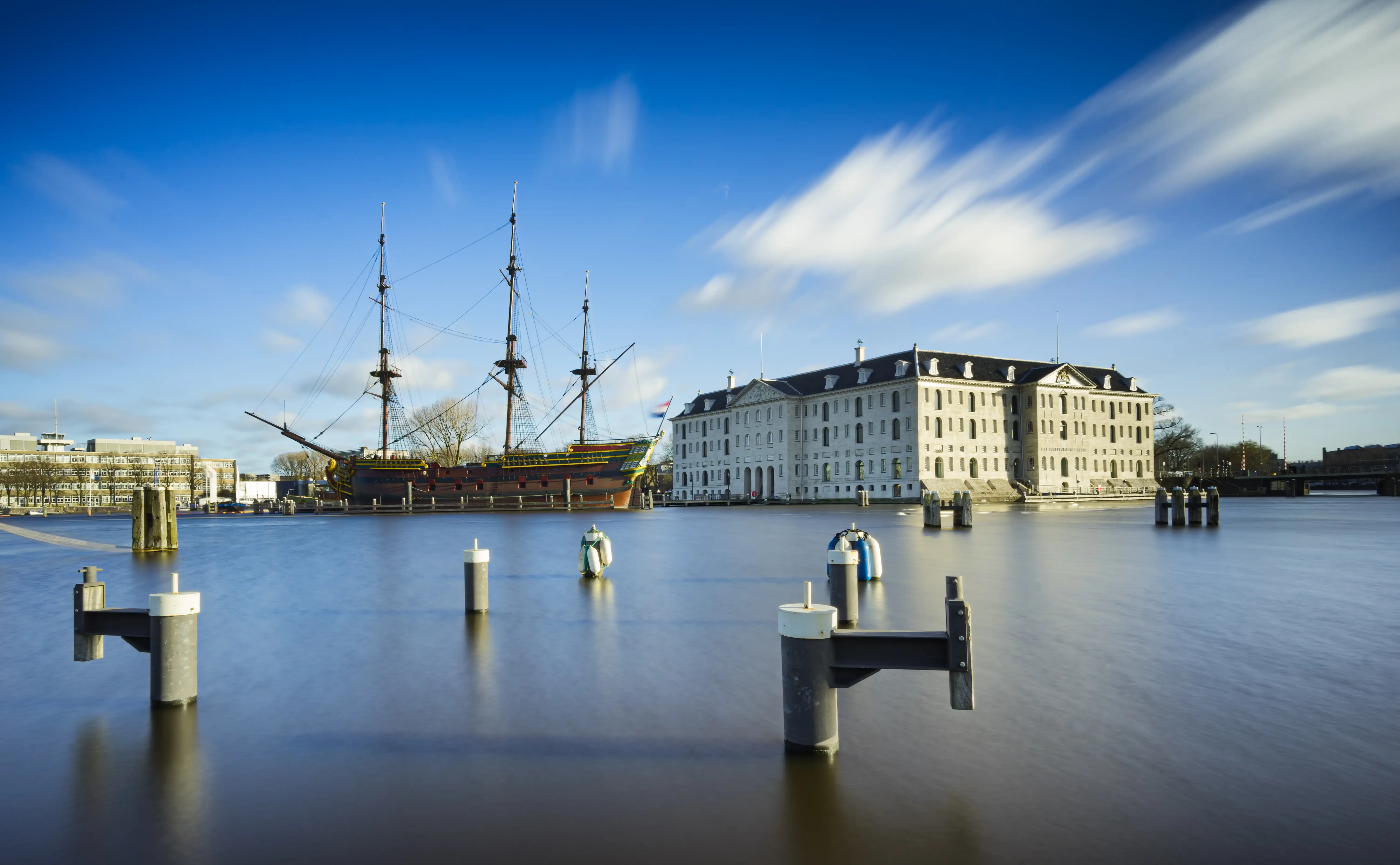 Image of the National Maritime Museum and surrounding waters.