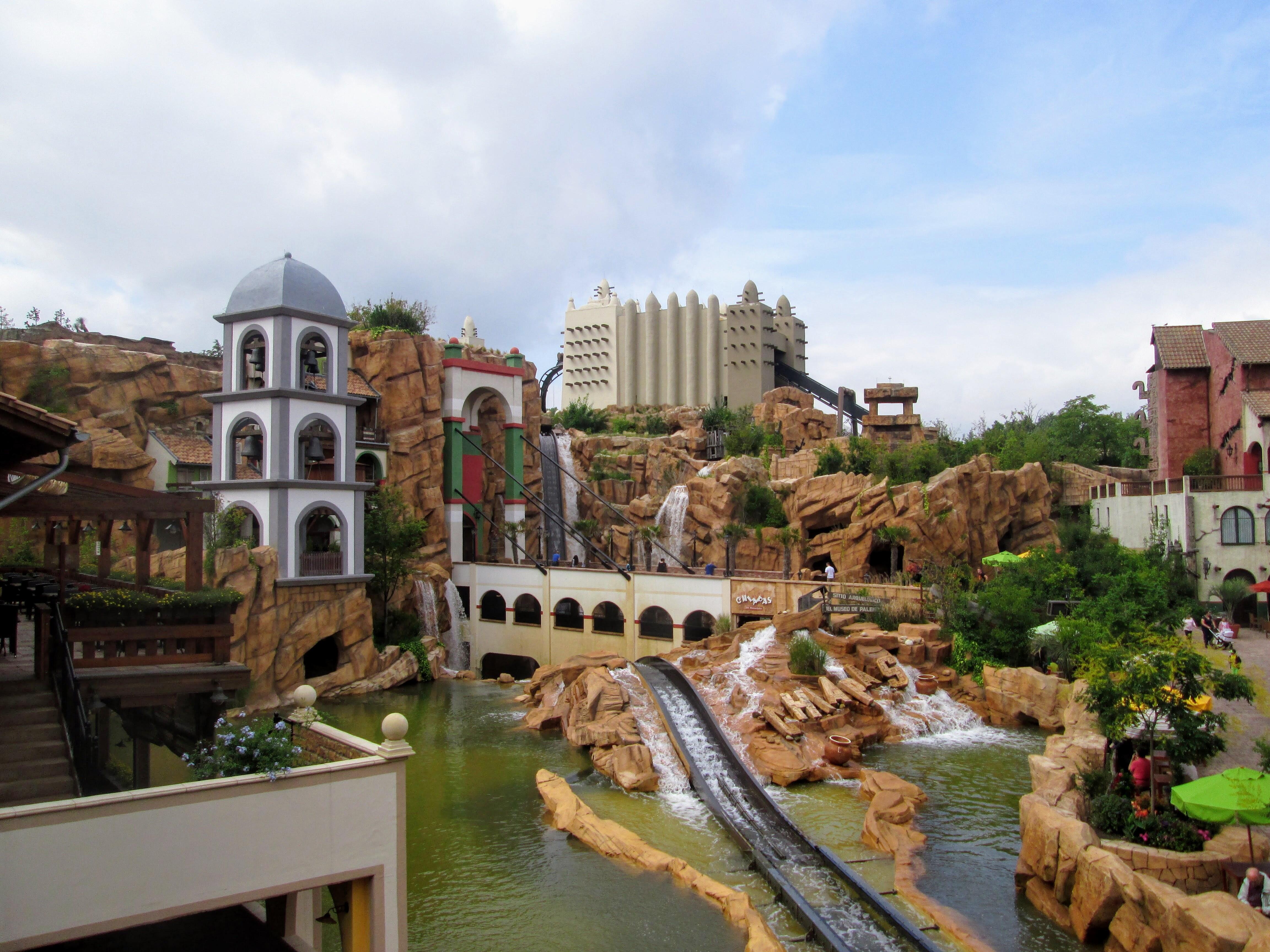 Image of the Chiapas log flume ride at Phantasialand in North Rhine-Westphalia, Germany.