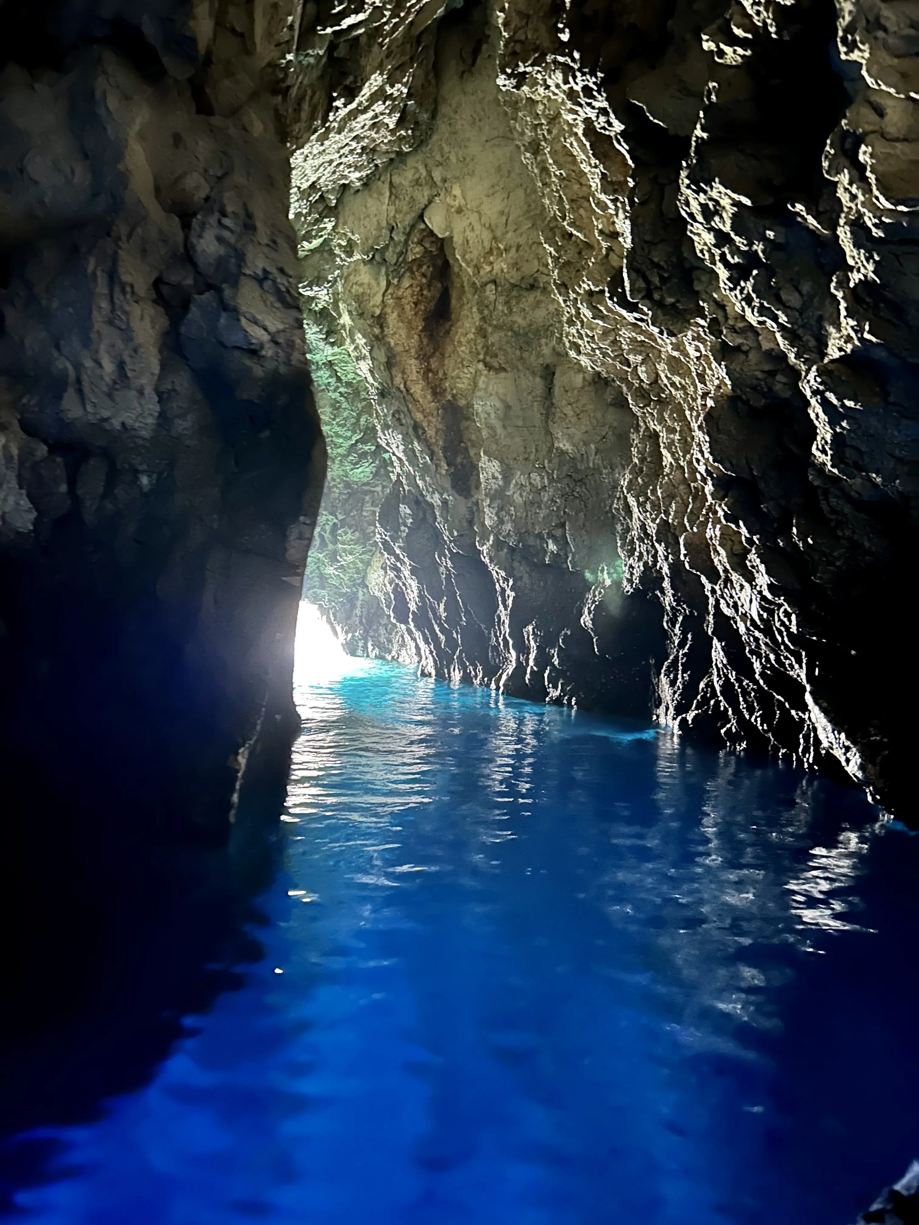 Interior image of the blue cave in Croatia.