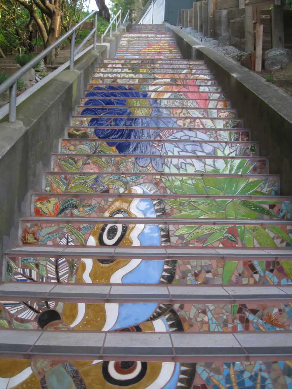 Colorful Hidden Garden Steps in  Inner Sunset neighborhood