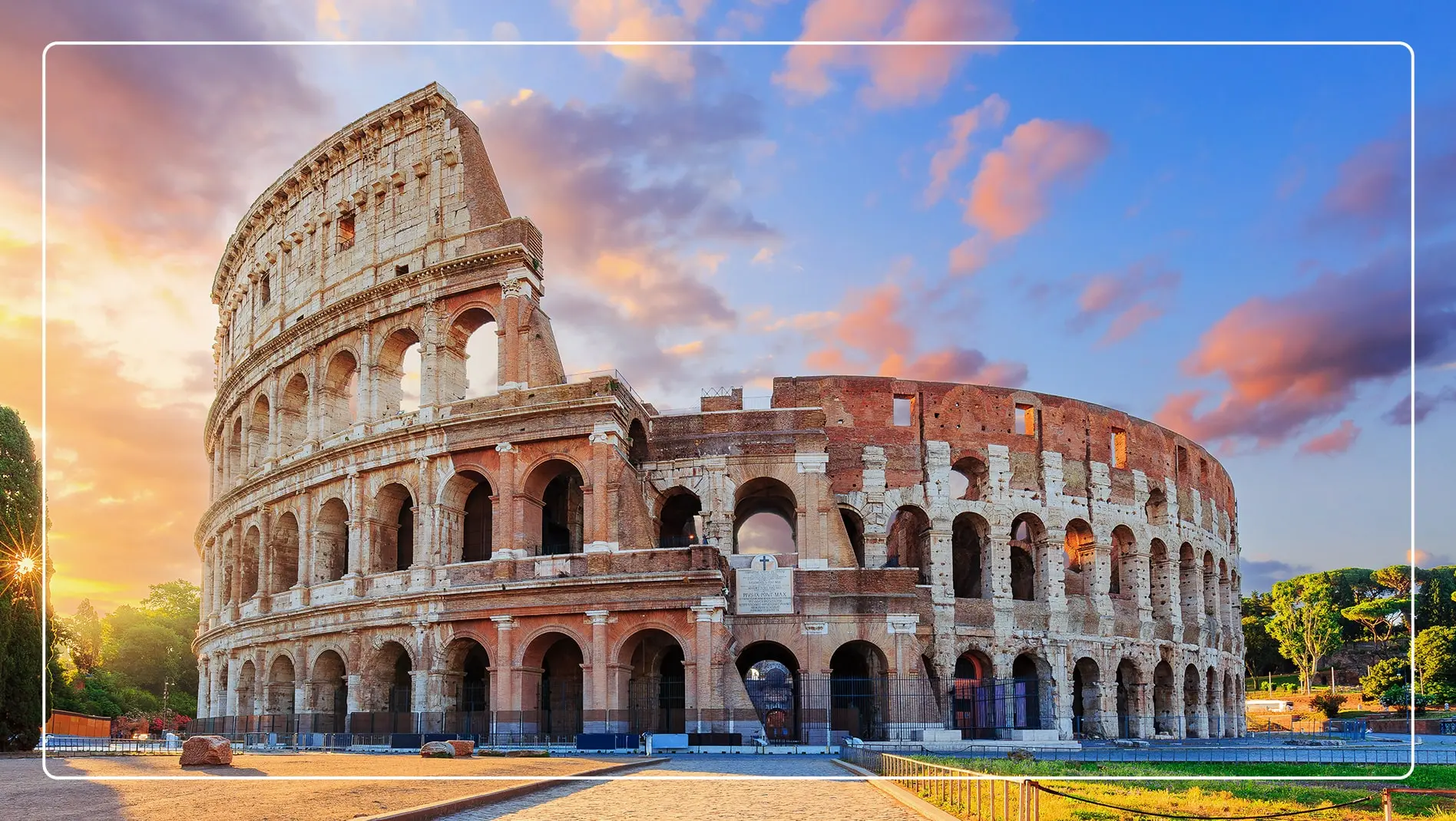 A street view of the Colosseum in Rome, Italy.