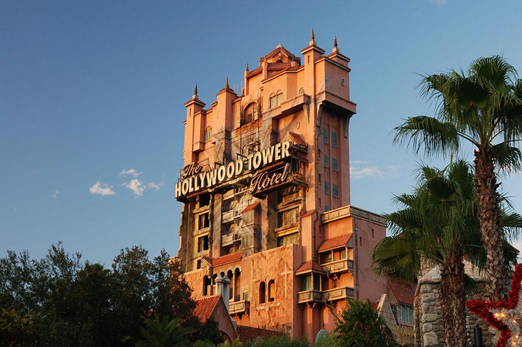Exterior image of the Twilight Zone: Tower of Terror attraction at Disney's Hollywood Studios theme park.