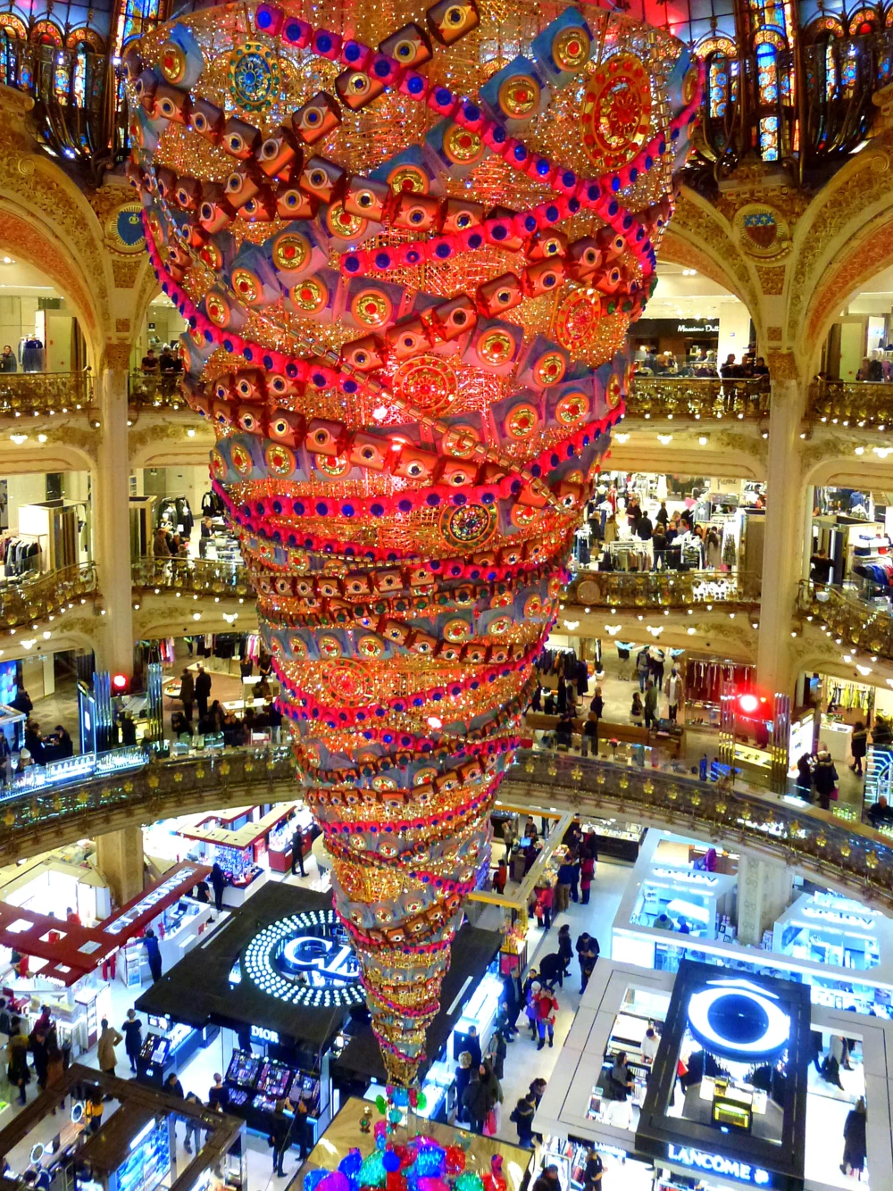 Upside down Christmas Tree in Galeries Lafayette in Paris France