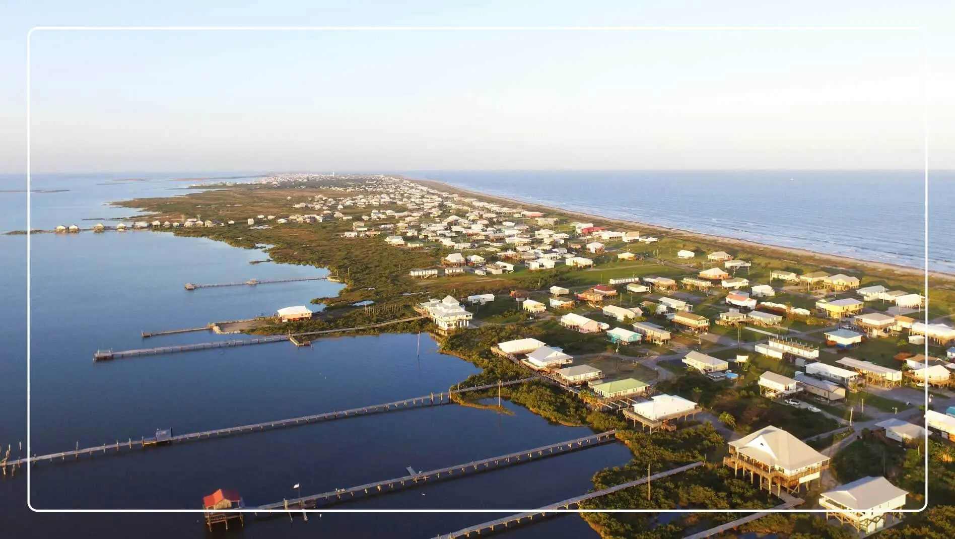 An aerial view of Grand Isle, Louisiana.