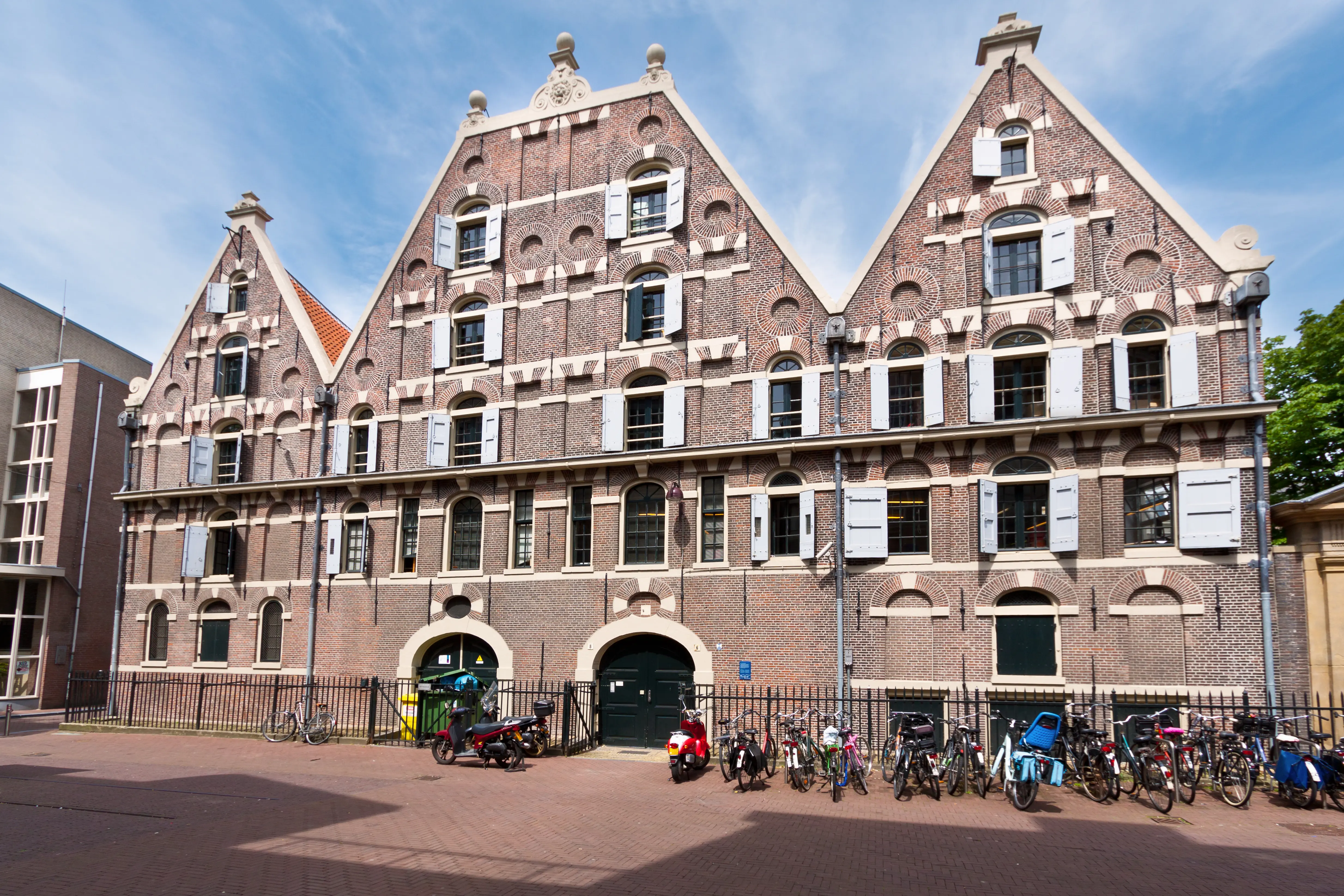 Exterior image of historic buildings in the Jewish Cultural Quarter, Amsterdam.