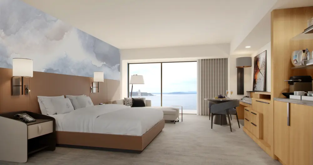 Guest room at the Four Seasons Hotel in Seattle Washington