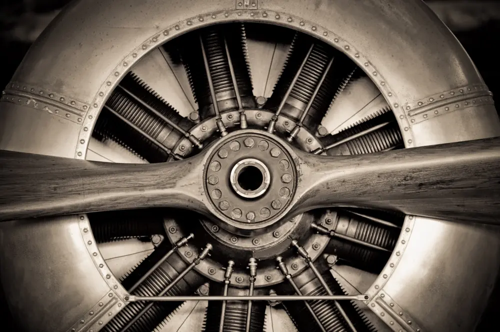 Vintage airplane engine and propeller