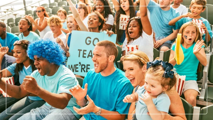 Family at a baseball game. 