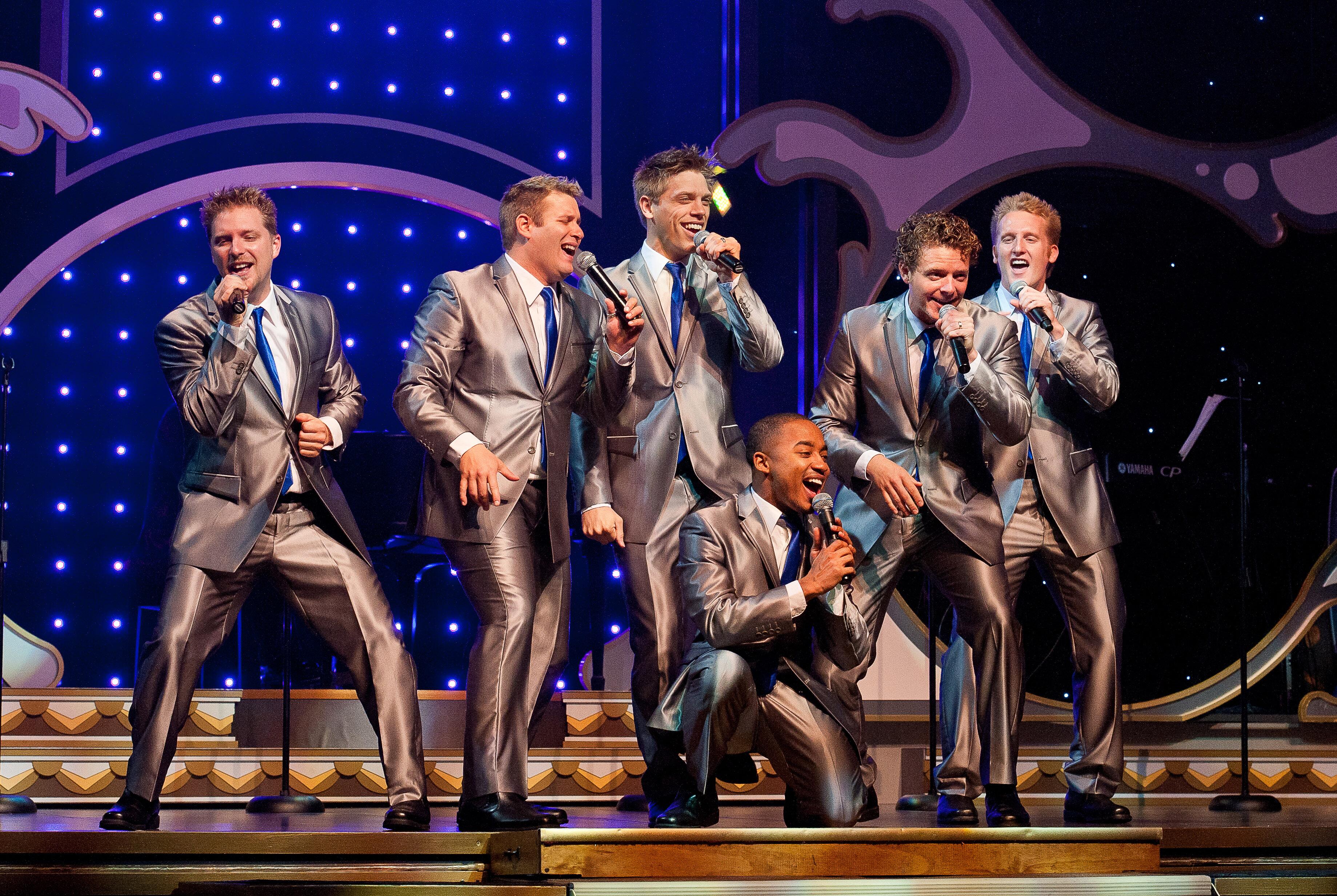 The ShowMen. America's most entertaining dinner cruise, the 700-seat Showboat Branson Belle, presents two new shows: Made in the USA, starring the world's only violin-playing aerialist, Janice Martin, the male vocal group, The ShowMen, with comedian and magician Christopher James as emcee. The Showboat also presents a second new show featured on noon and Sunday cruises, debuting in late May, featuring pianist Julie McClarey, fiddler Dean Church, plus the female quartet The ShowBelles, and Comedian emcee David Hirschi. Each cruise includes a 3-course dinner, show and lake cruise on Table Rock Lake in Branson, Missouri, March - December. Information: 800-831-4FUN(386) or www.showboatbransonbelle.com.