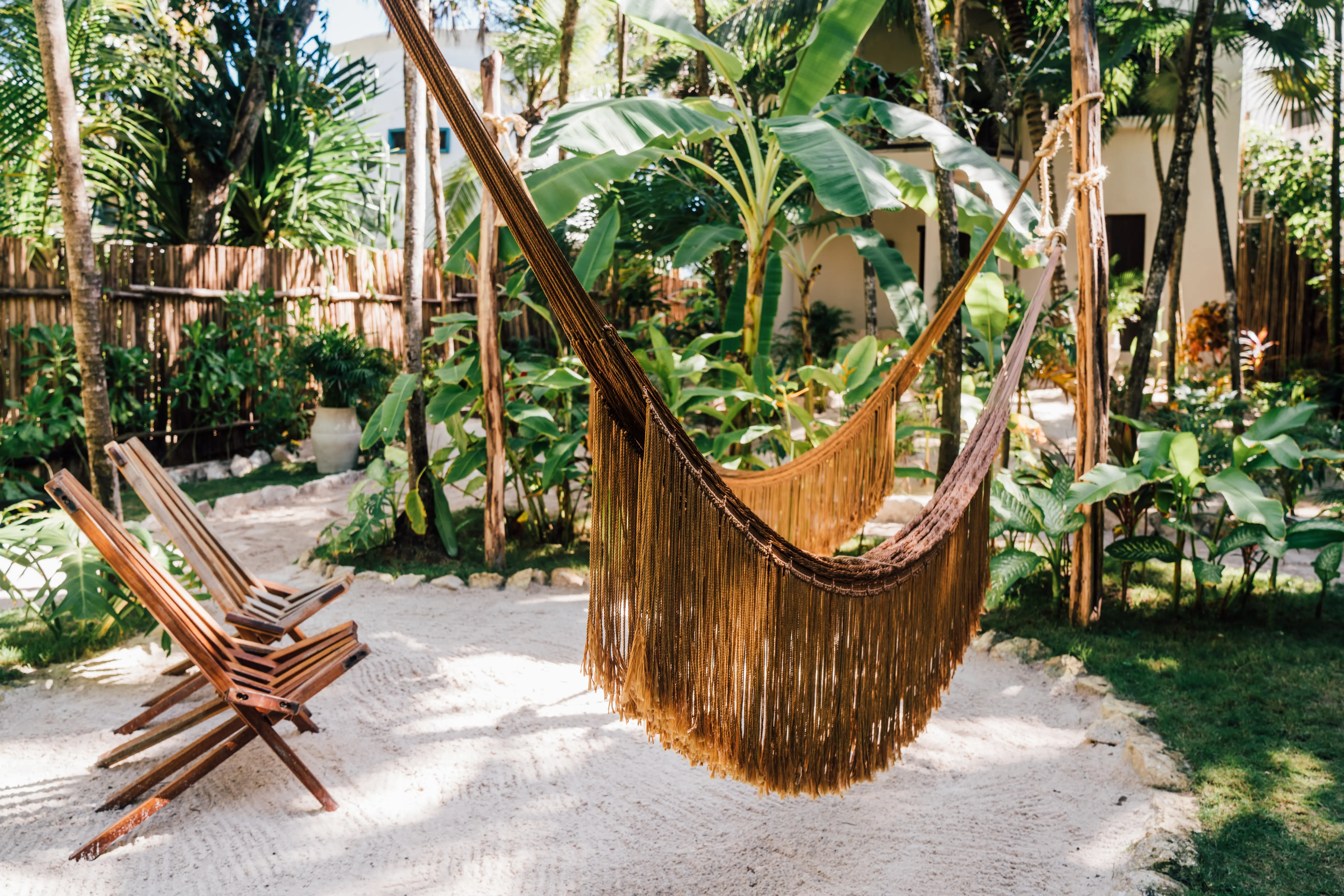Image of a resort sitting area in Tulum, Mexico.