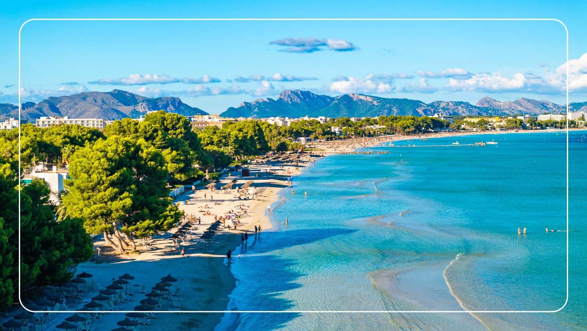 Aerial view of Playa de Muro beach, Mallorca
