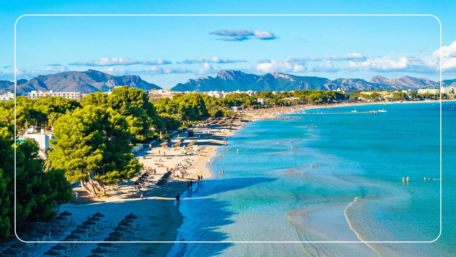 Aerial view of Playa de Muro beach, Mallorca