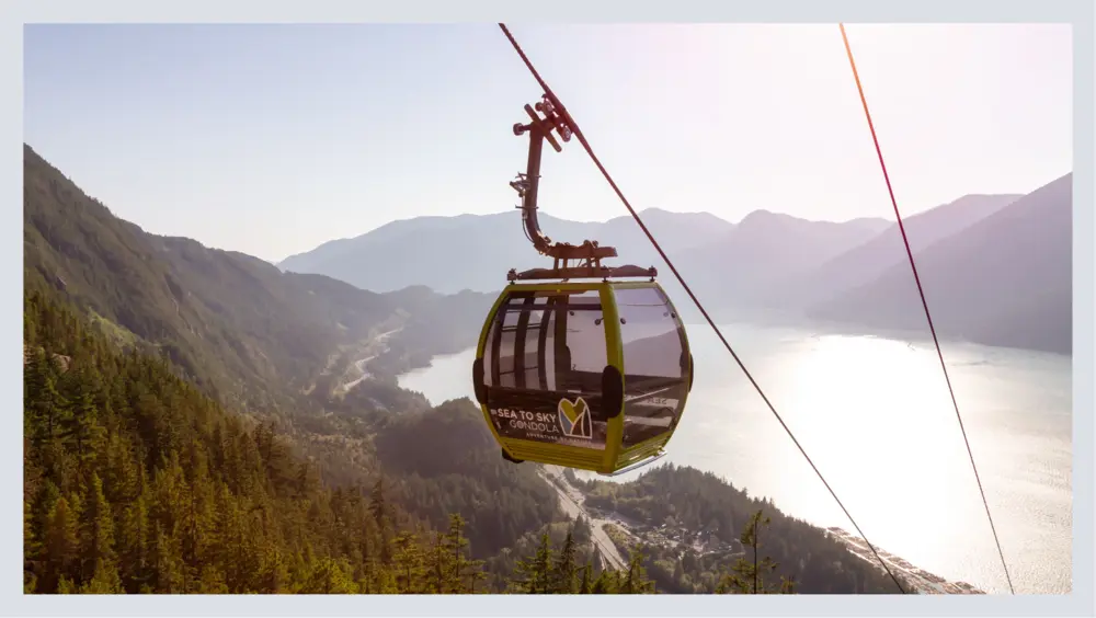 Sea to Sky Gondola moving down the mountain