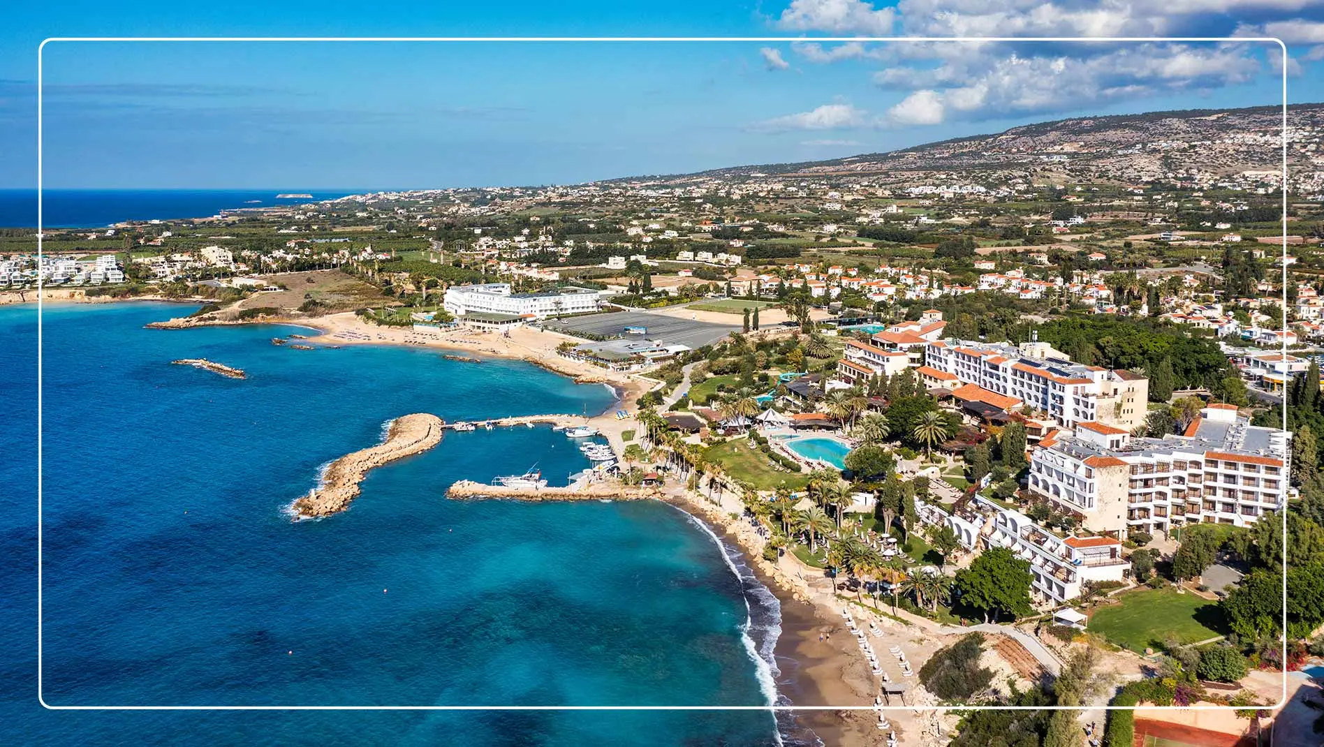 Coastal aerial view of Pathos, Cyprus