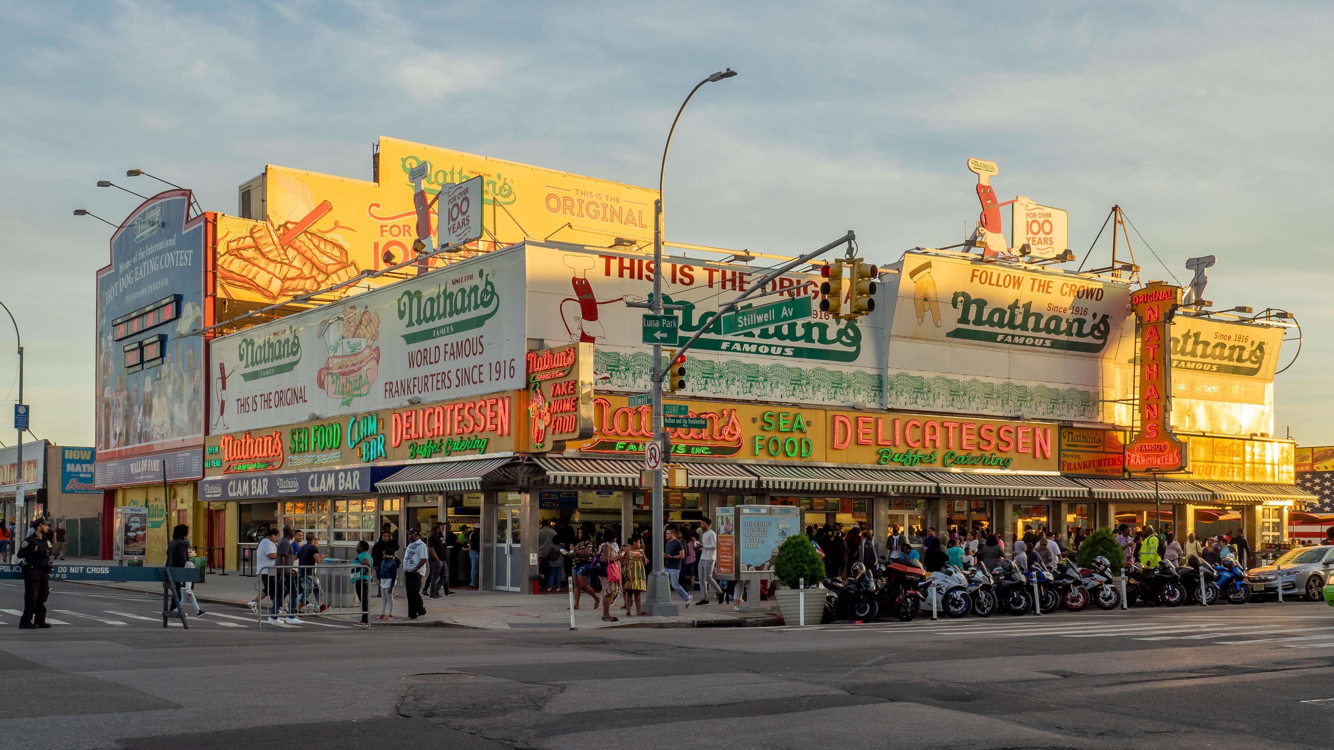 Picture of the original Nathans Hotdog at Coney Island