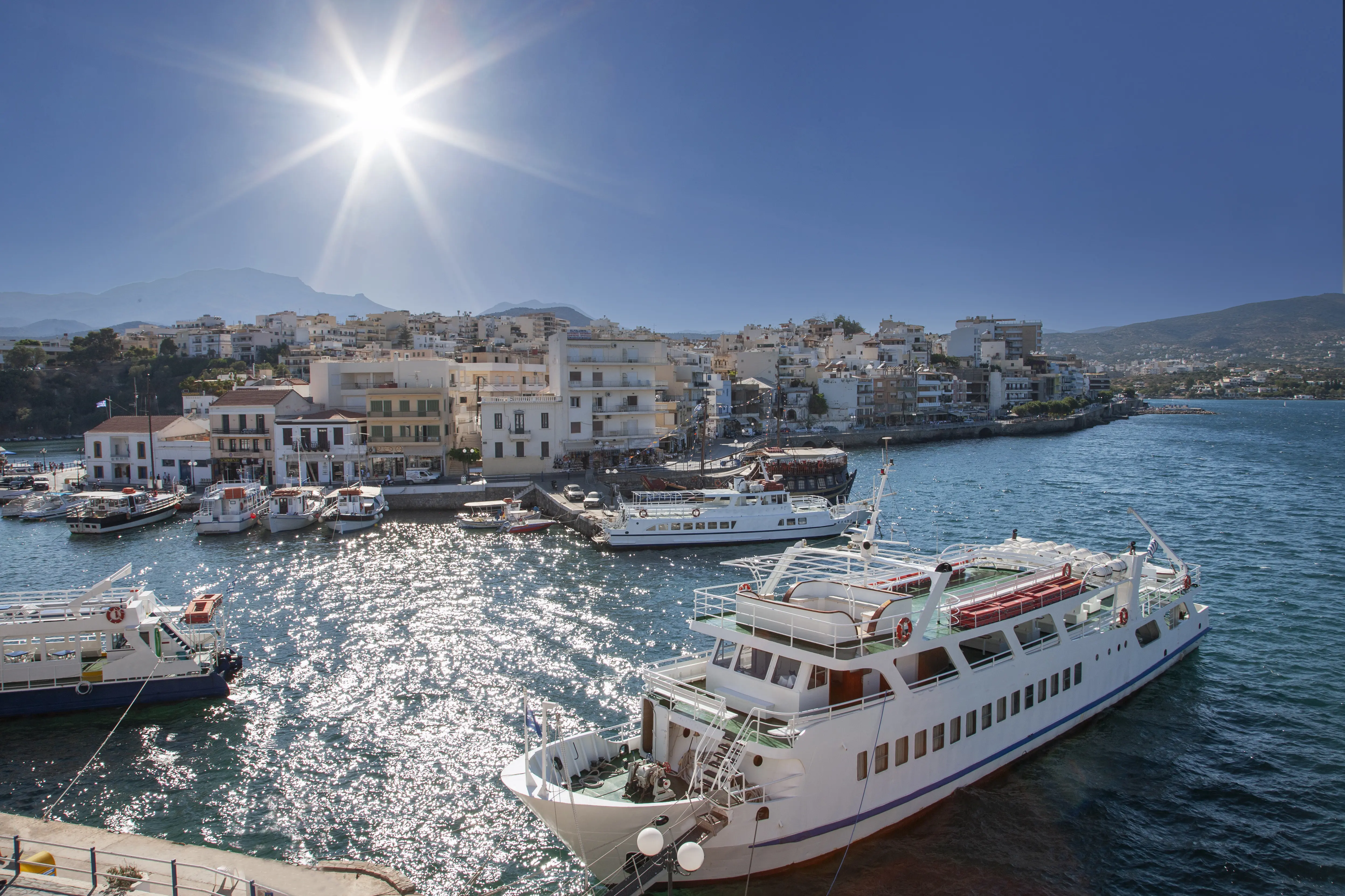 Image of a ferry boats at the island of Crete.