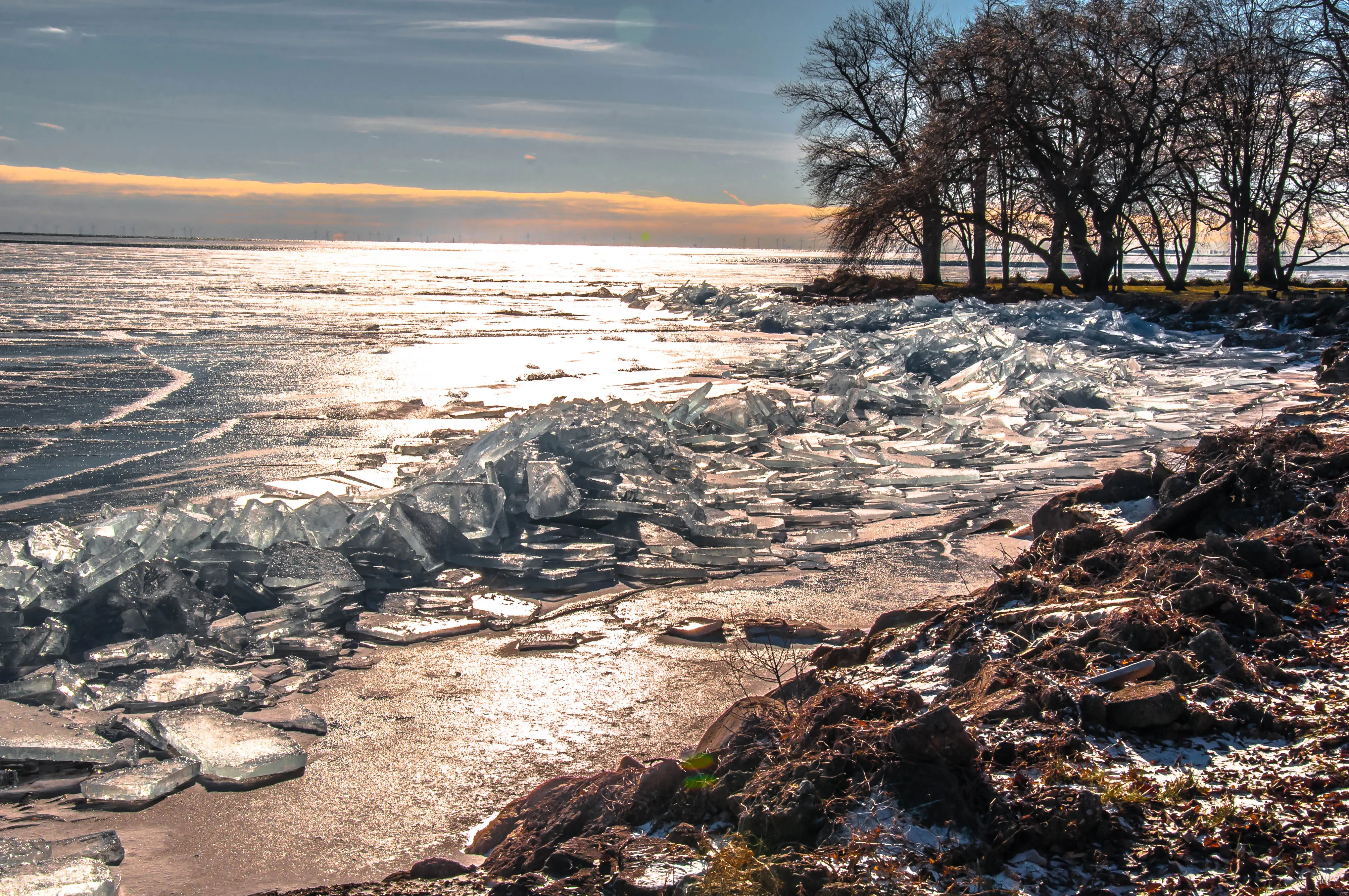 Image of broken ice on the shore of Lake St. Clair, Michigan.