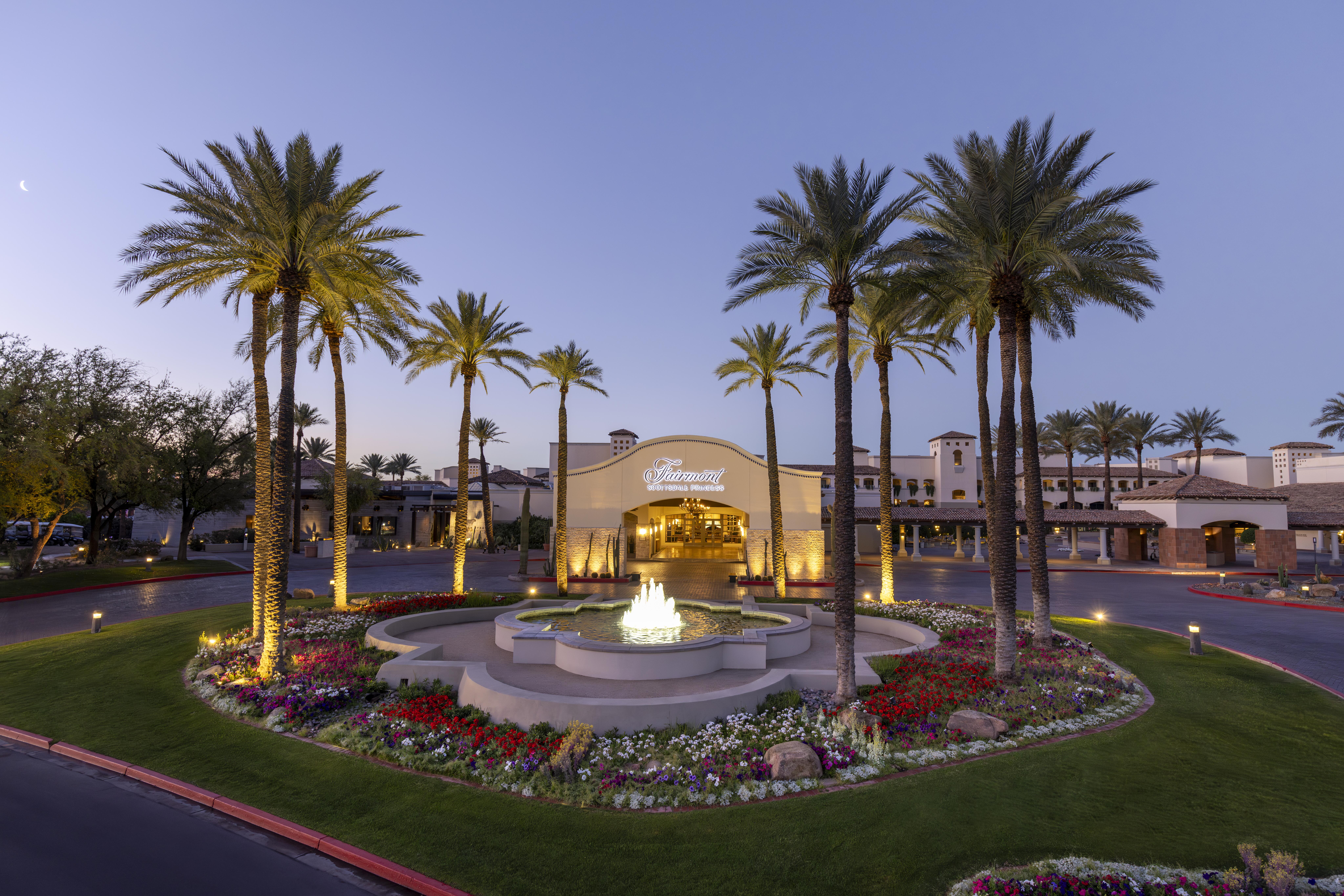 Exterior image of the entrance to the Fairmont Scottsdale Princess hotel.