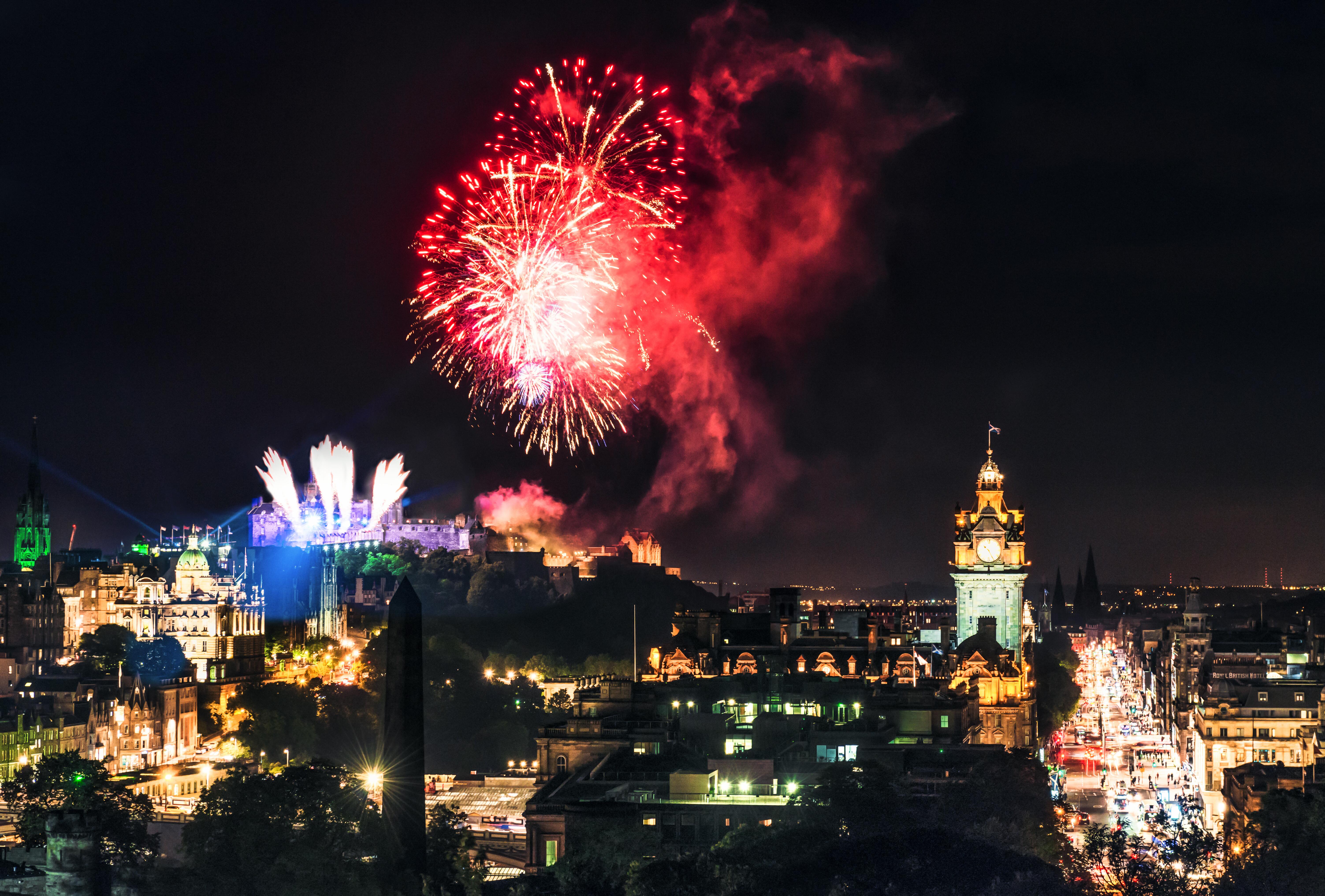 Photo of fireworks over Edinburgh, Scotland