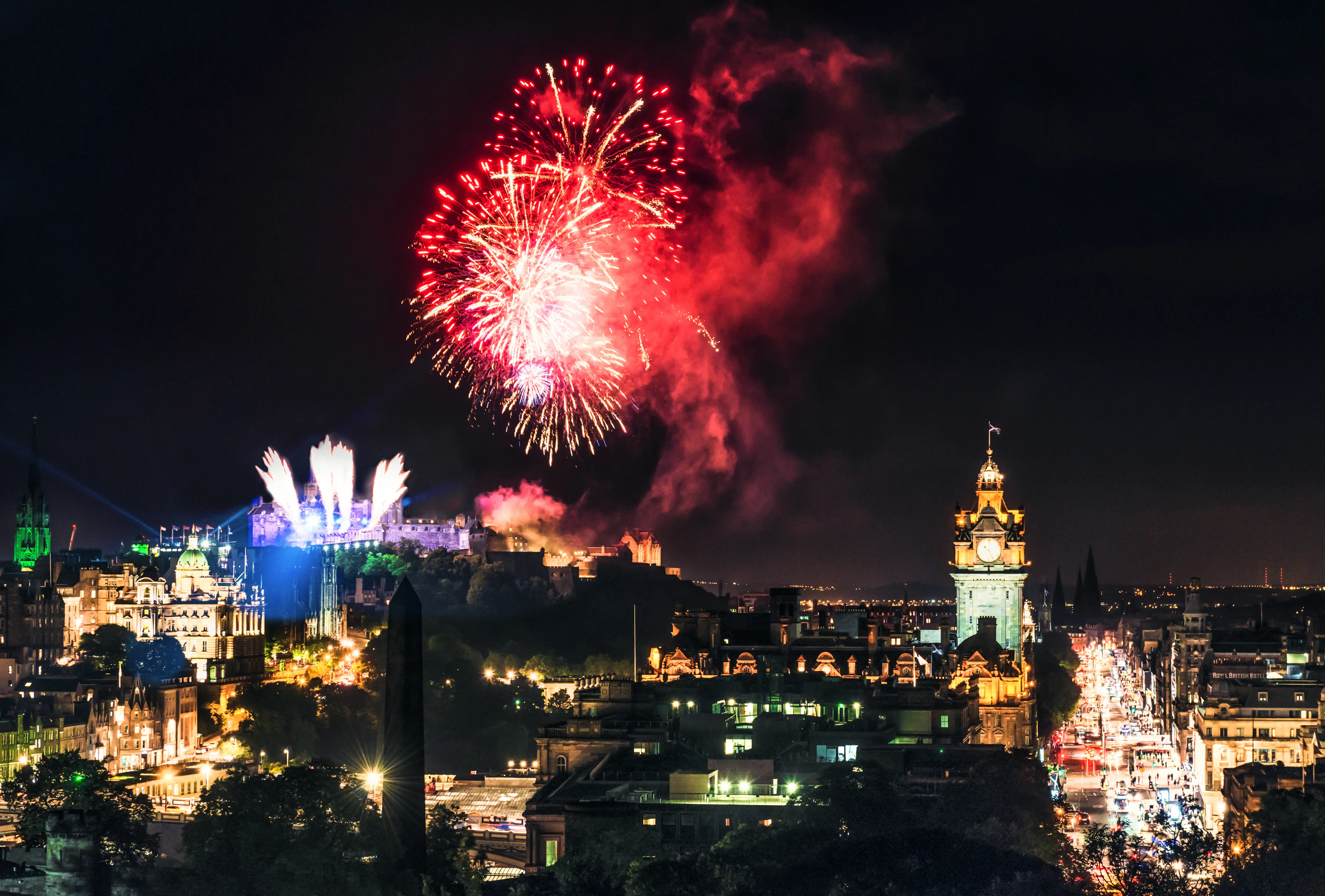 Photo of fireworks over Edinburgh, Scotland