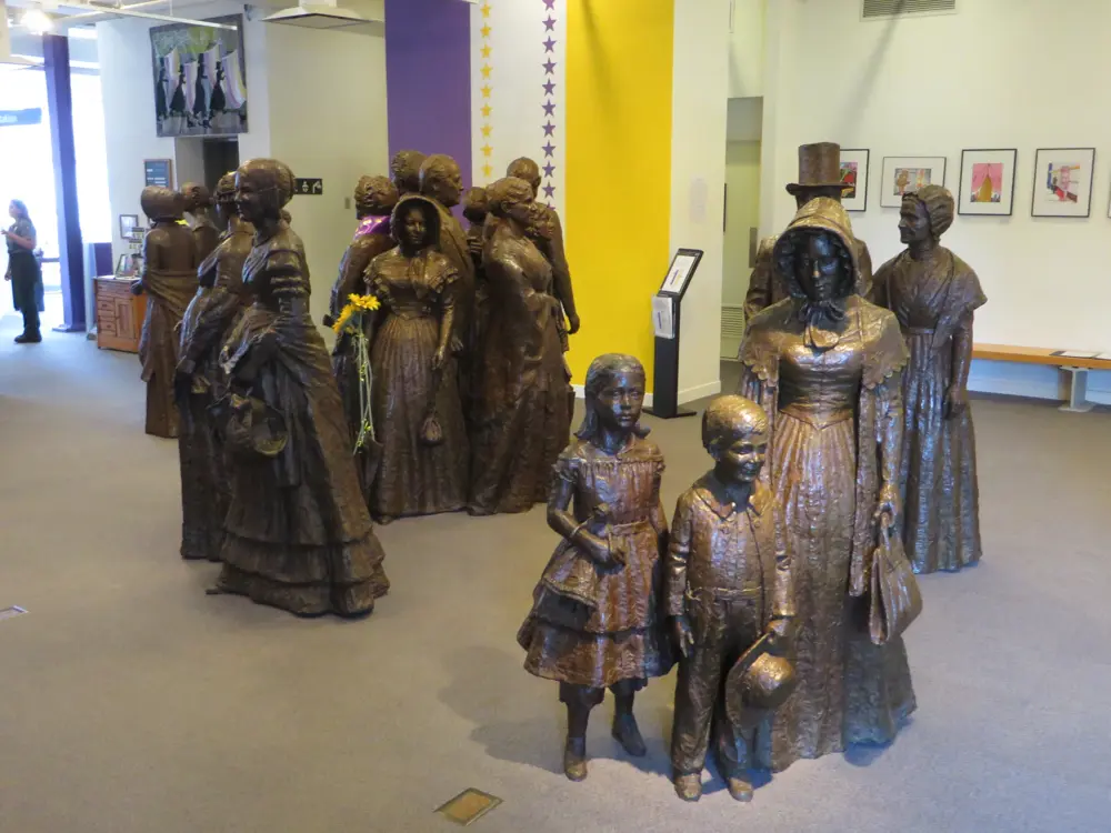 Bronze statues at the Women's Rights National Historical Park.