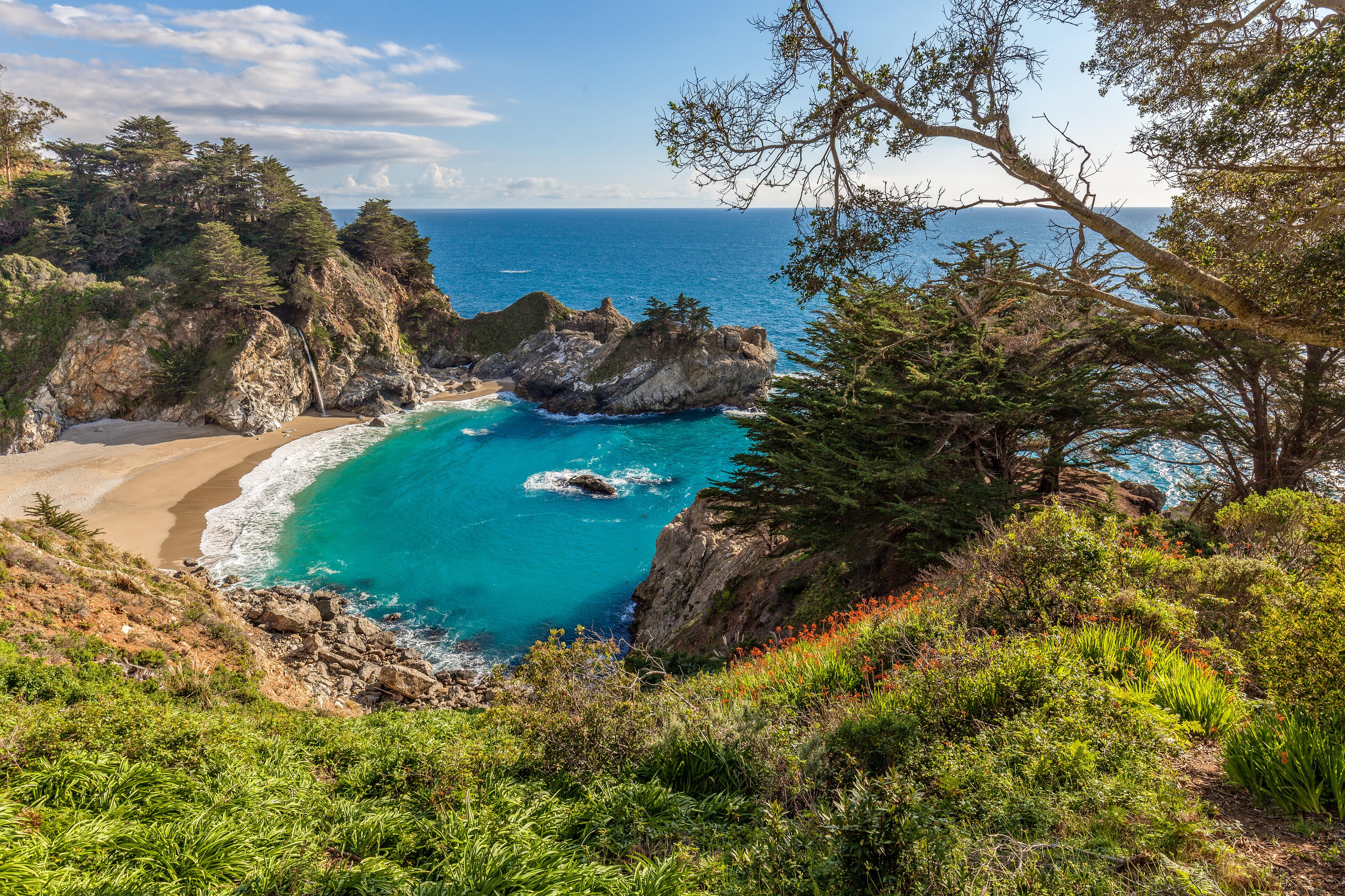 Coastal views at Julia Pfeiffer Burns State Park in Big Sur, California.