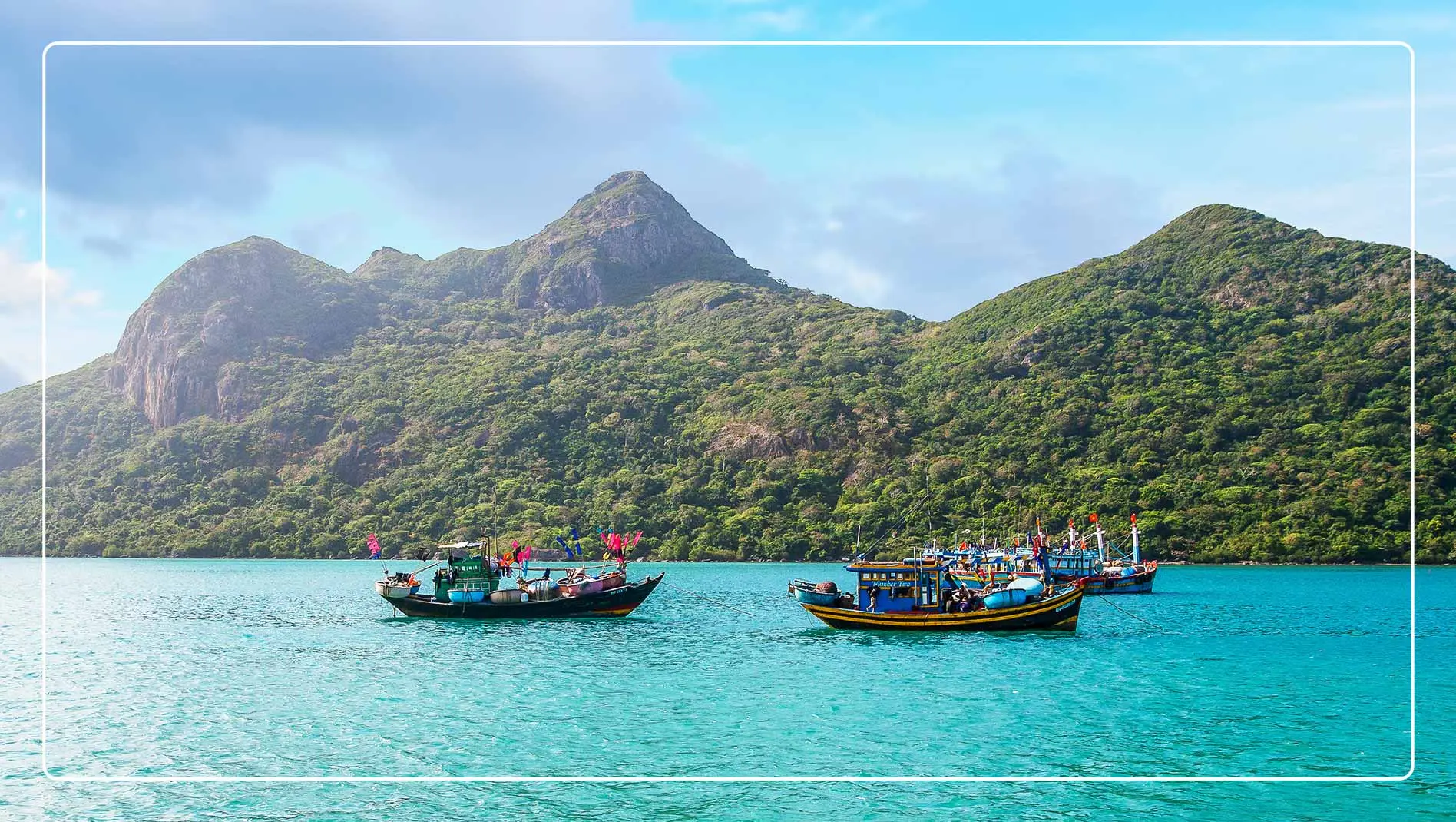 View of boats and islands in Con Dao, Vietnam